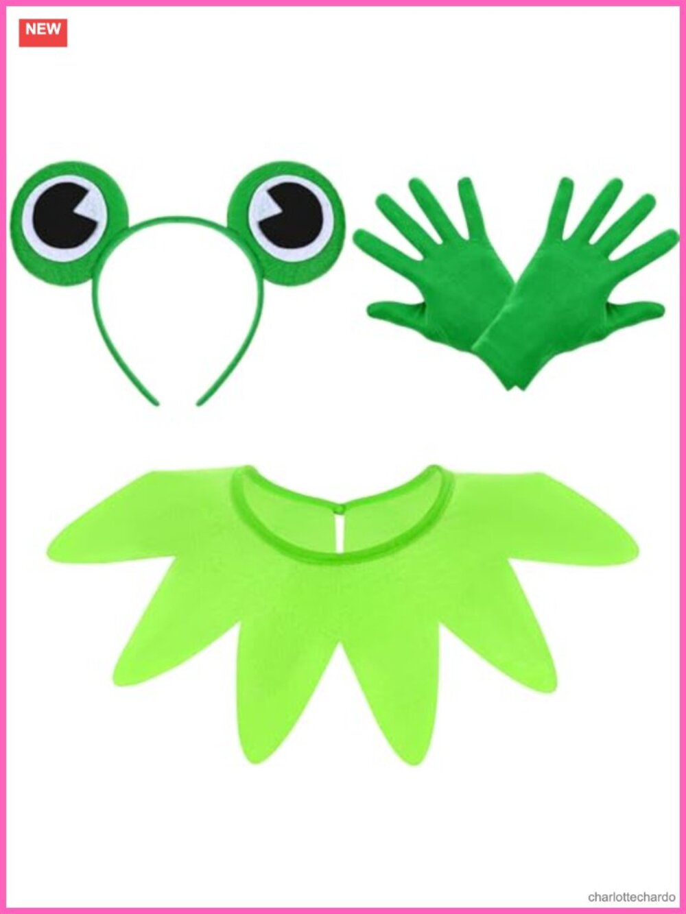 Frog Costume Accessory Set Plush Headband Collar Gloves Halloween Cosplay